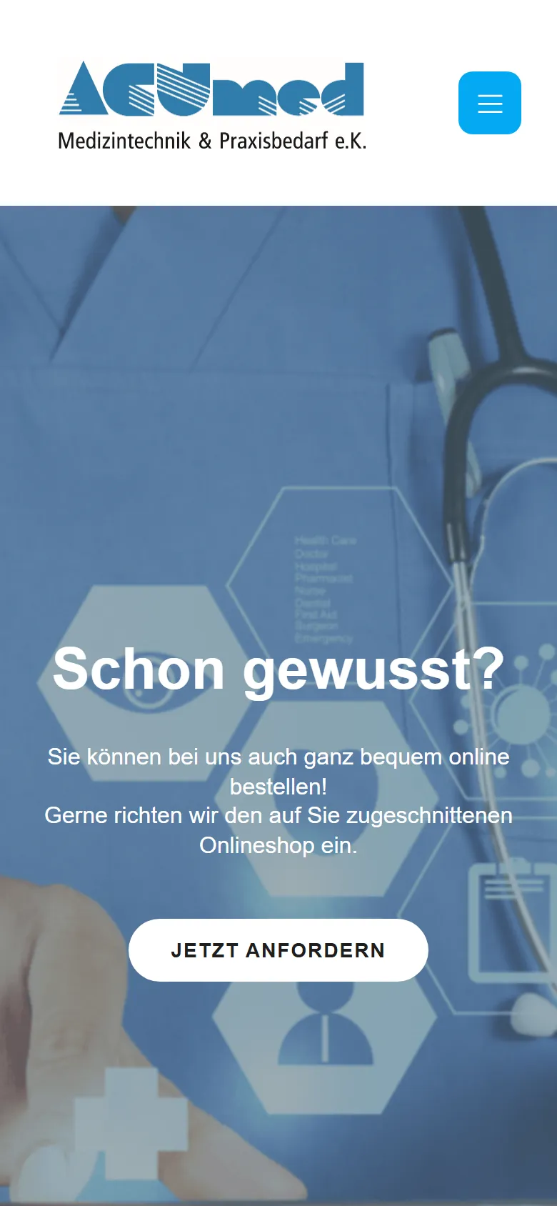 Alte ACUmed-Startseite auf dem Smartphone